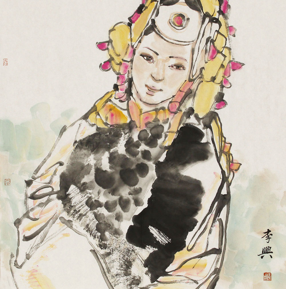 李兴人物画作品赏析 | 以形写神,形神兼备,明快大方,真实淳朴【博宝