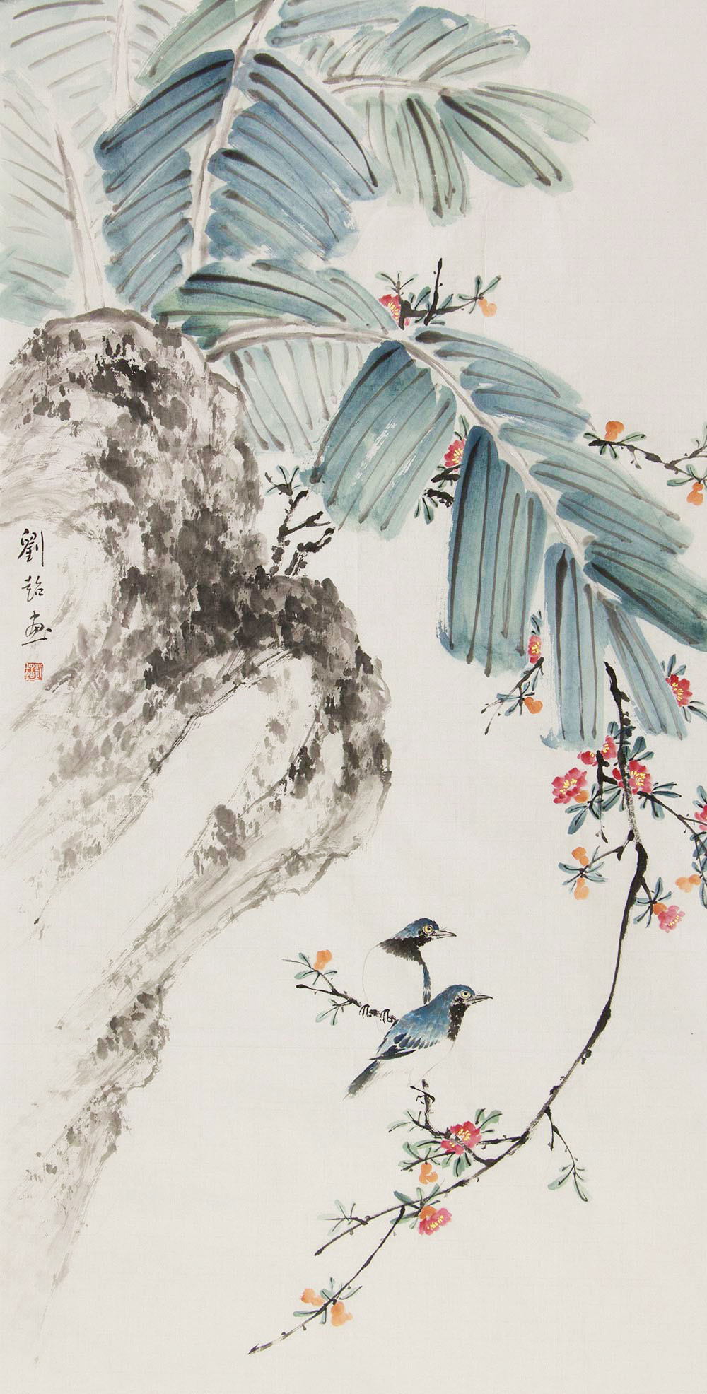 刘超花鸟画作品赏析 | 赋色清新,留白考究,花鸟生动,美轮美奂【博宝