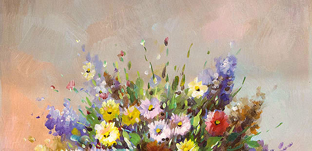 0B 青年职业女画家 沈嘉思 花卉油画 精品 油画