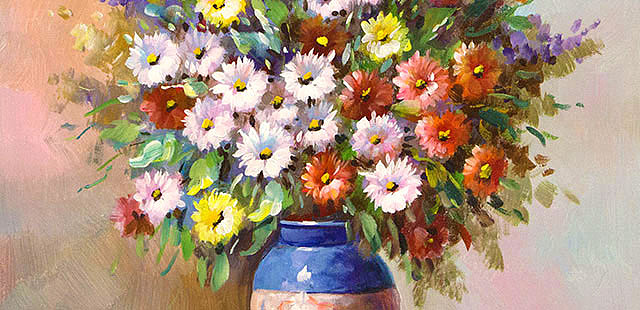 0B 青年职业女画家 沈嘉思 花卉油画 精品 油画