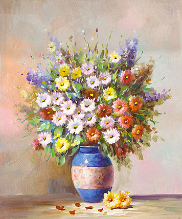 0B 青年职业女画家 沈嘉思 花卉油画 精品 油画