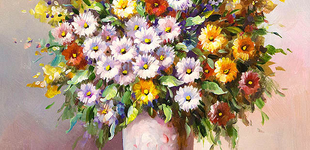 0B 青年职业女画家 沈嘉思 花卉油画 精品 油画