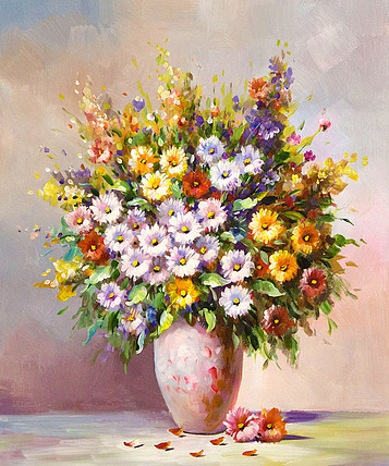 0B 青年职业女画家 沈嘉思 花卉油画 精品 油画