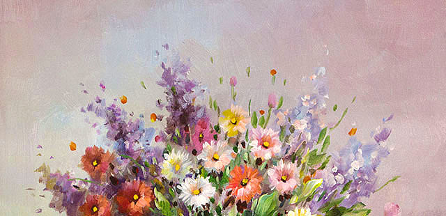 0B 青年职业女画家 沈嘉思 花卉油画 精品 油画