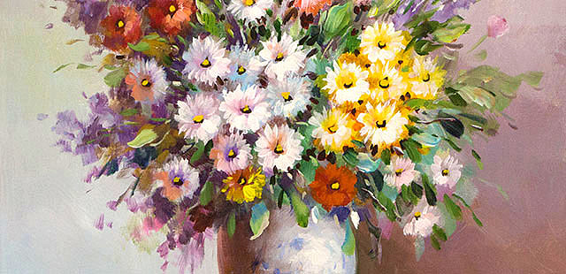 0B 青年职业女画家 沈嘉思 花卉油画 精品 油画