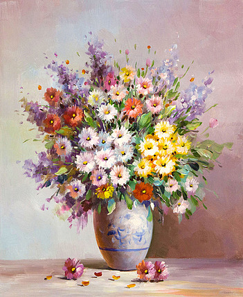 0B 青年职业女画家 沈嘉思 花卉油画 精品 油画