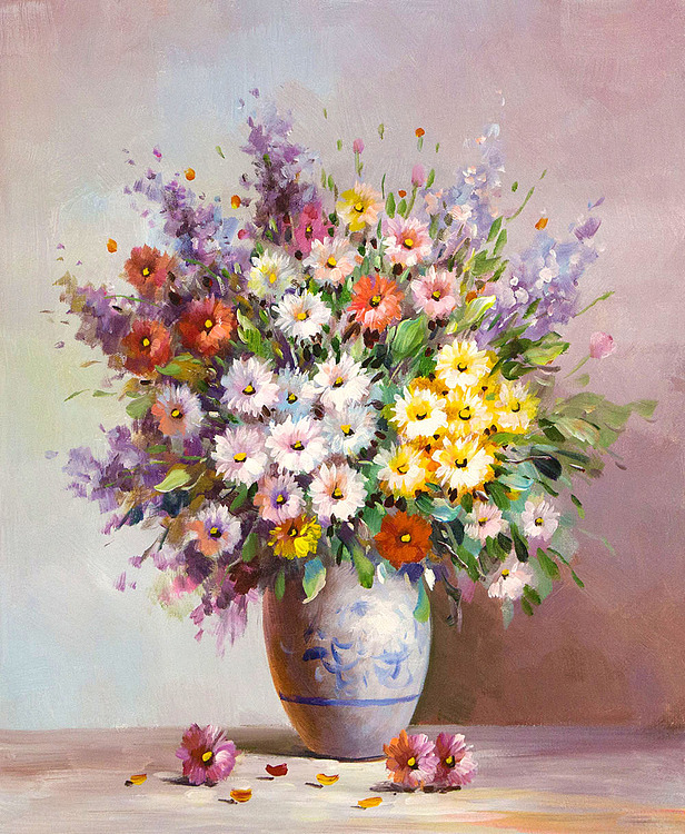 0B 青年职业女画家 沈嘉思 花卉油画 精品 油画