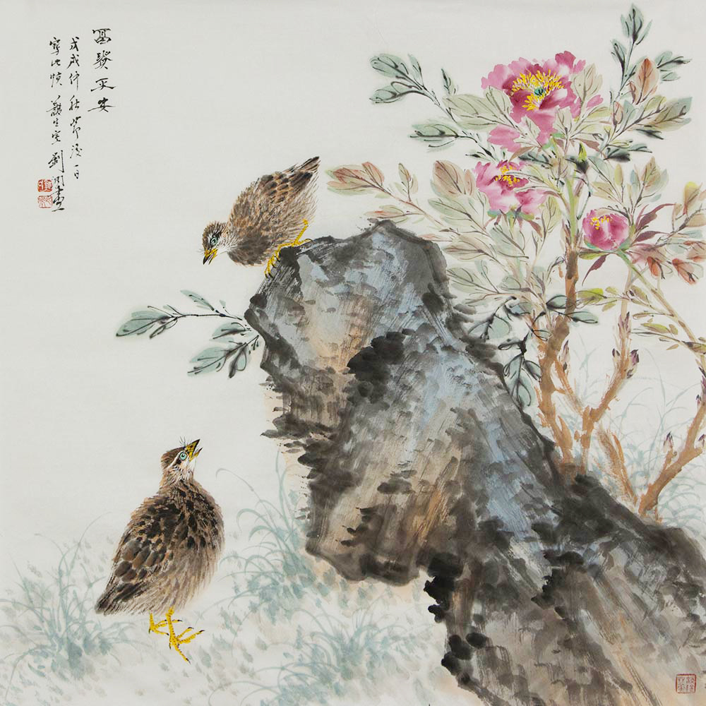 刘阔花鸟画作品赏析用笔轻灵花鸟成趣别有新意一股清香气息扑面而来博