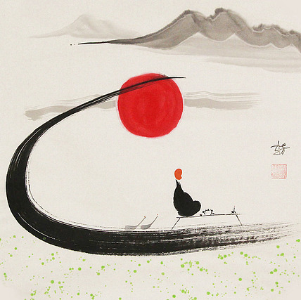 赵芳 人物禅意 国画