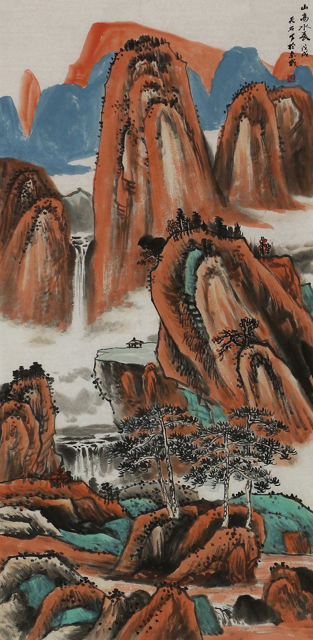 吴金龙山水画作品赏析 | 色彩斑斓的画面,山高水长的意境【博宝·资讯