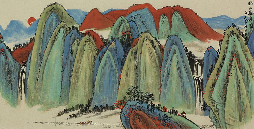 吴金龙山水画作品赏析 | 色彩斑斓的画面,山高水长的意境【博宝·资讯