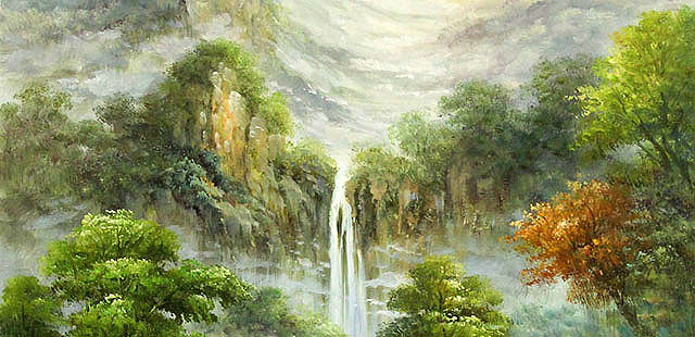 当代油画家 徐义仁 油画 牡丹风景 油画