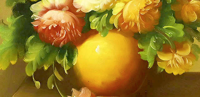 0B 青年油画家 文惠 花卉装饰油画
