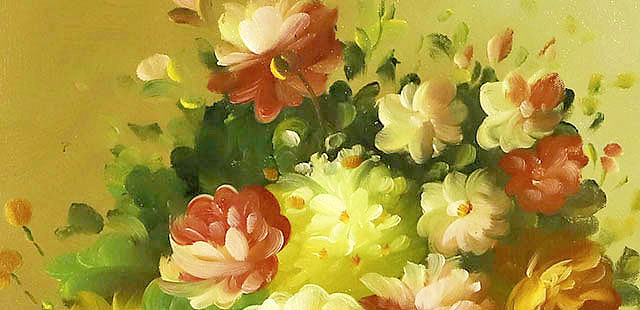 0B 青年油画家 文惠 花卉装饰油画