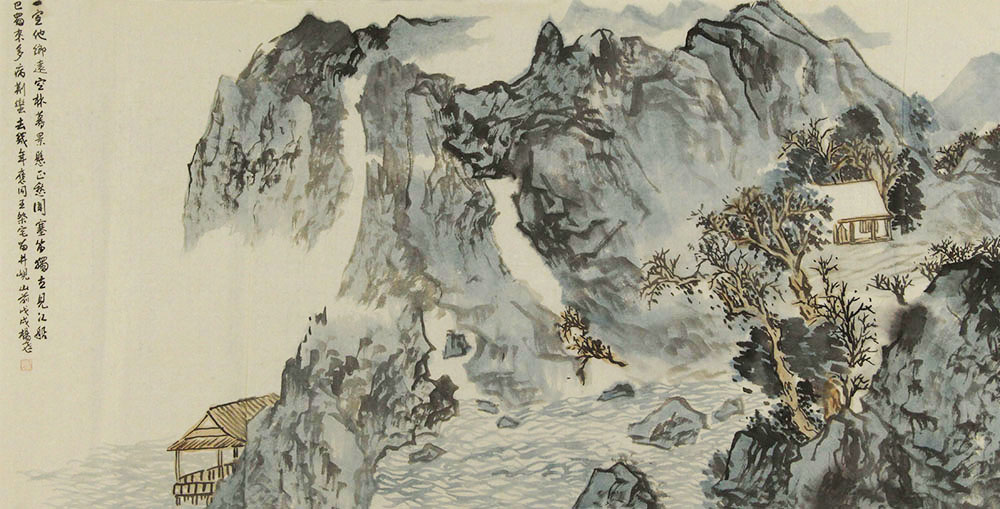 杨飞山水画作品赏析 | 从容挥笔作画,把山水人家浓缩于画面,优雅清新