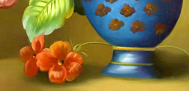 精品手绘油画  现代油画家 沈嘉思 花瓶油画 现代家居装饰经典