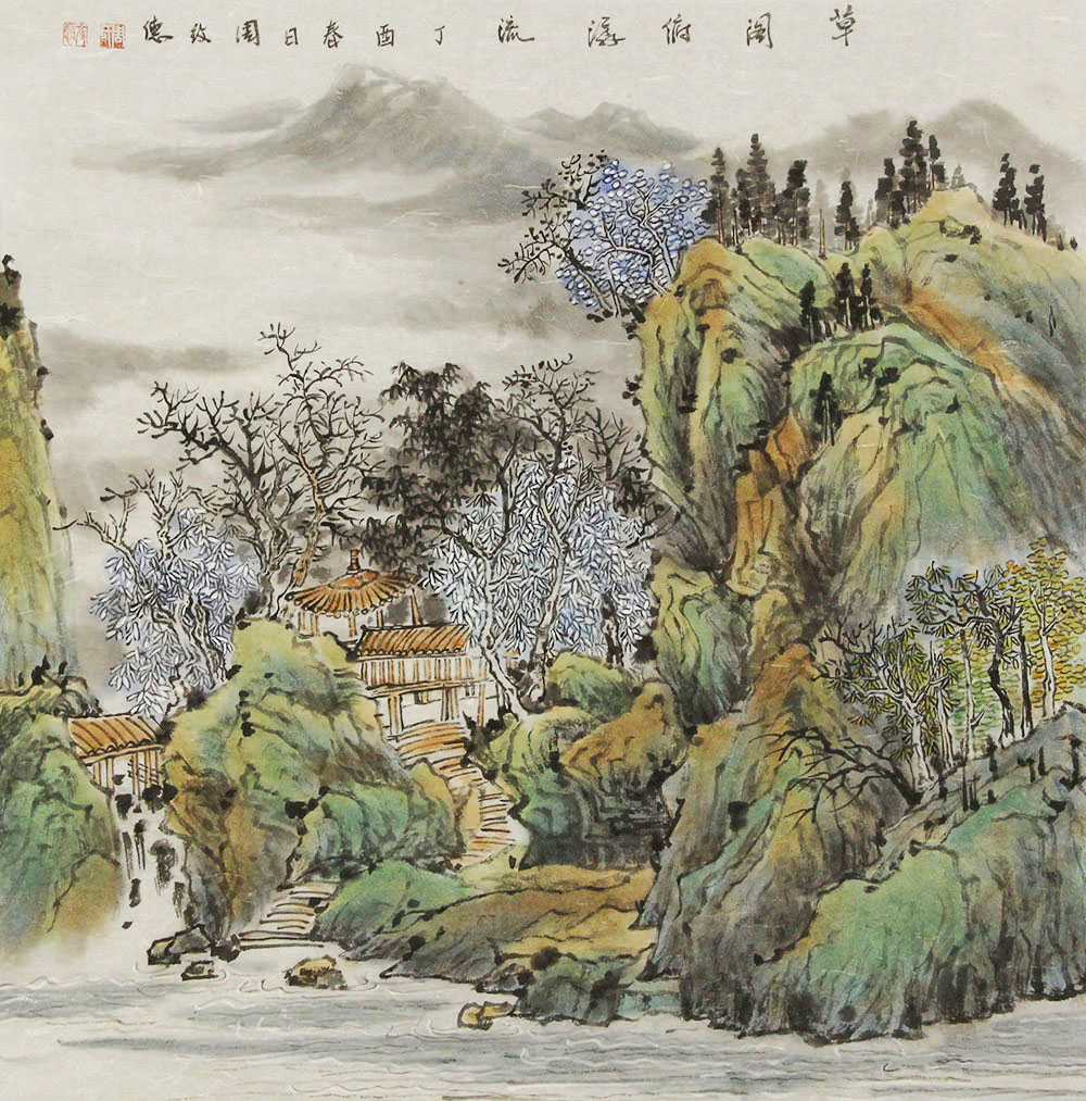 周文会山水画作品赏析 青绿山水的典范,视觉享受的巅峰【博宝资讯】