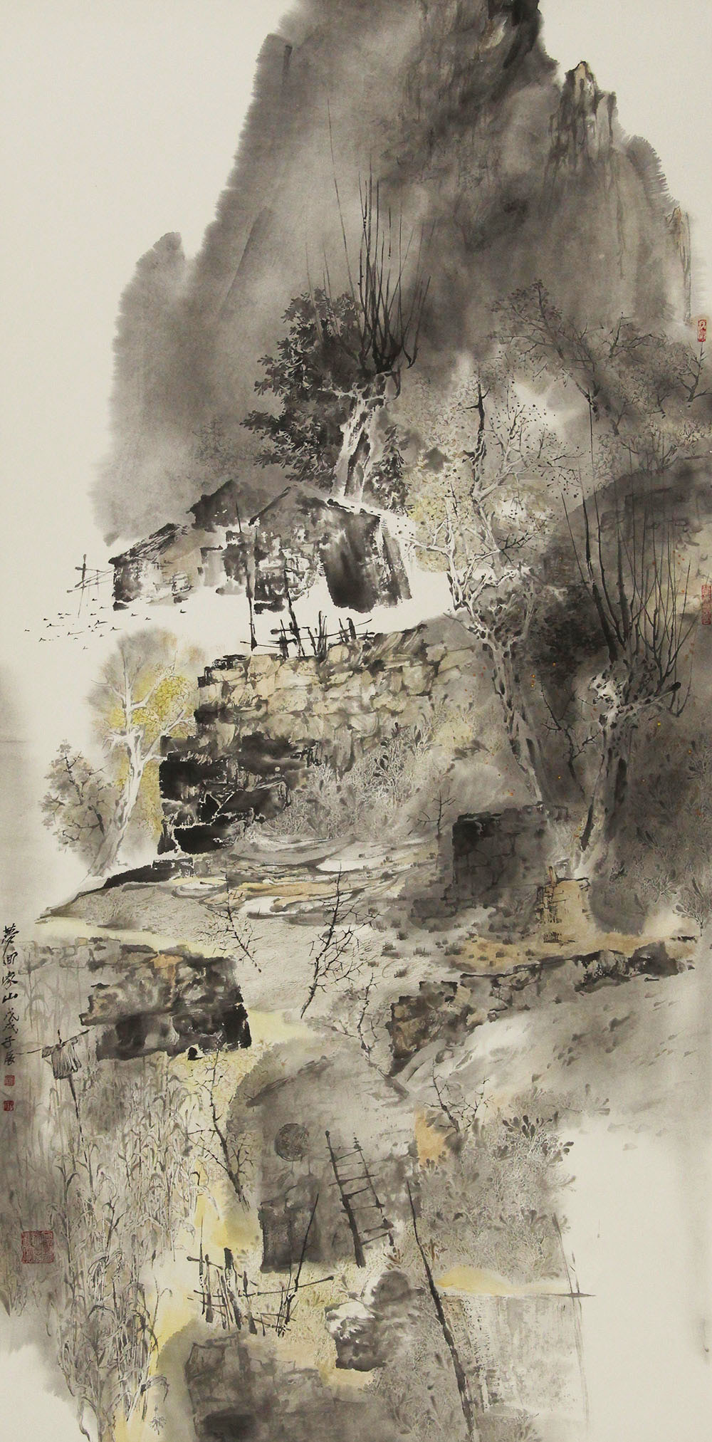 刘子展山水画作品赏析 | 笔墨虚实相映,诗话乡土风情,展现田园风光