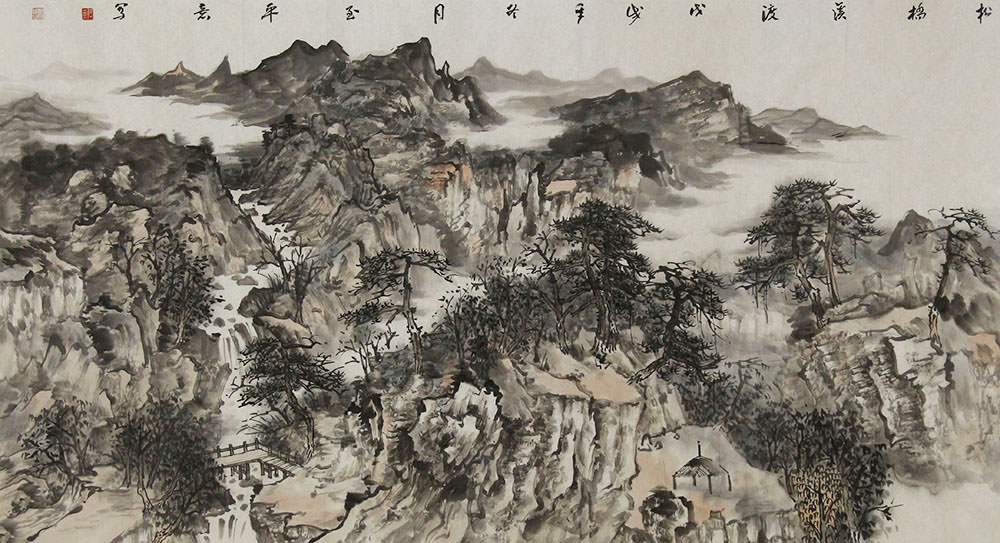 张志平山水画作品赏析 | 以素雅色彩著称,线条粗犷,虚实结合,散发强烈