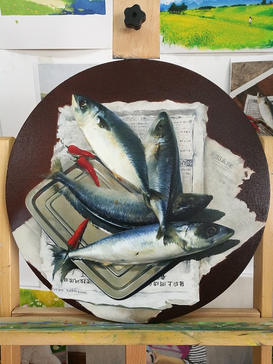 艺品万家签约艺术家凌标《秋刀鱼》