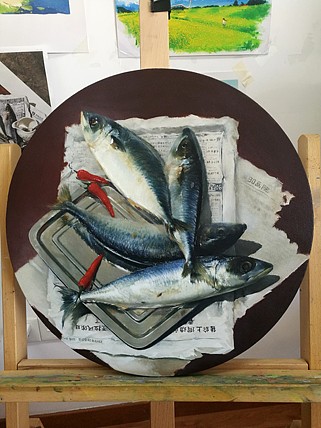 艺品万家签约艺术家凌标《秋刀鱼》