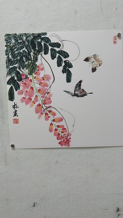 李林紫藤花当代实力派画家李林国画作品
