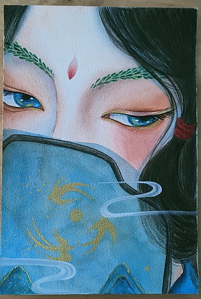 贾佳水彩 古风