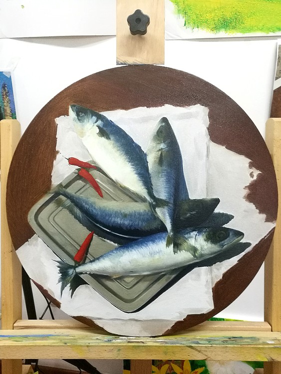 艺品万家签约艺术家凌标《秋刀鱼》