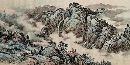 当代著名画家孙天华蓝调山村