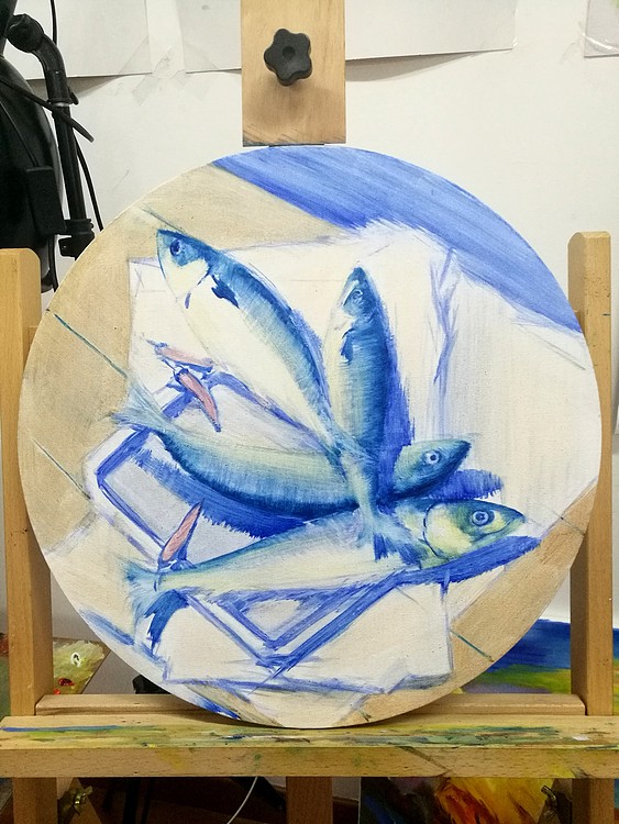 艺品万家签约艺术家凌标《秋刀鱼》