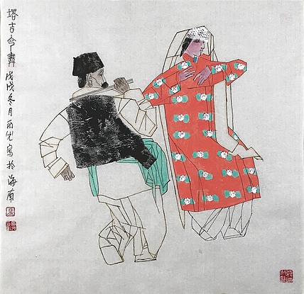 青海美协副主席，中美协会员马西光《塔吉克舞》