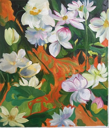 油画荷花
