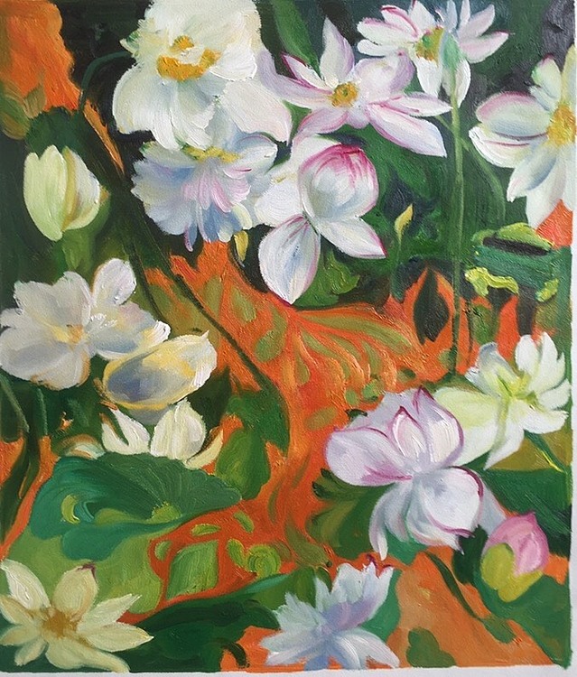 油画荷花