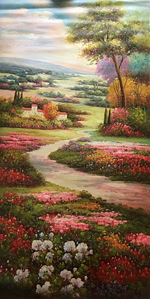 黄明灯手绘油画作品巜田园风光》