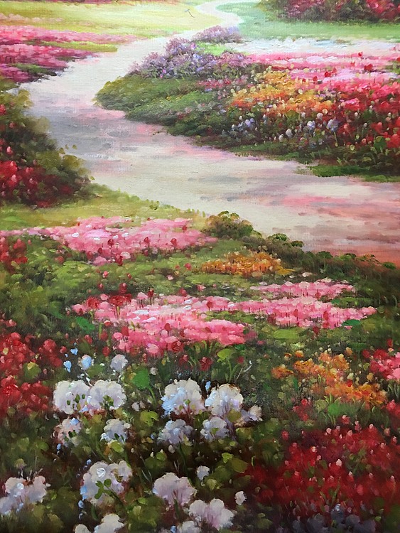 黄明灯手绘油画作品巜田园风光》