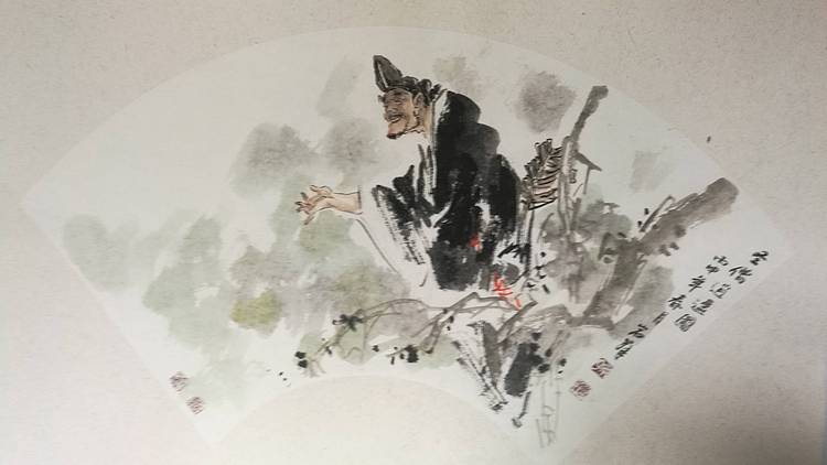 广州古榕书画院院长，画家孙岩峰作品：圣僧逍遥图。