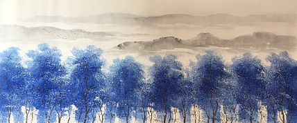 黄明灯手绘油画作品巜蓝》