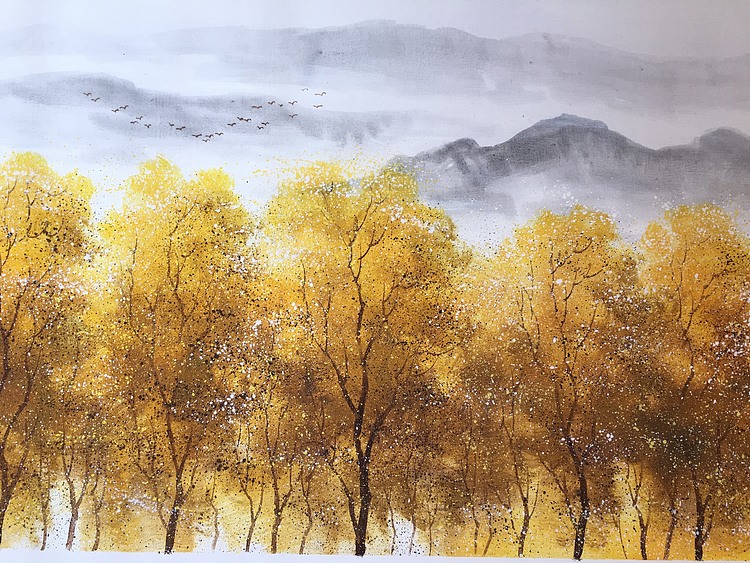 黄明灯手绘油画作品巜秋》