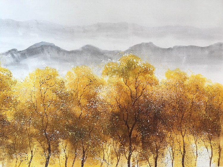 黄明灯手绘油画作品巜秋》