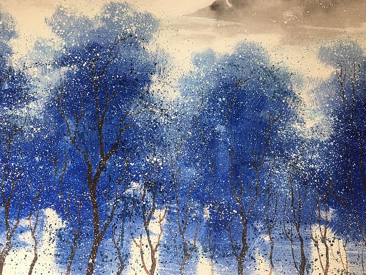 黄明灯手绘油画作品巜蓝》