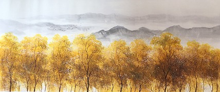 黄明灯手绘油画作品巜秋》
