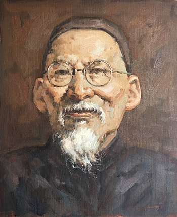 黄振能手绘油画作品巜一代宗师》
