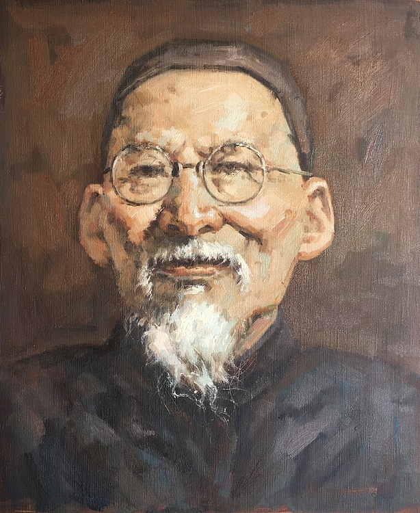黄振能手绘油画作品巜一代宗师》