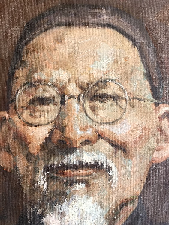 黄振能手绘油画作品巜一代宗师》