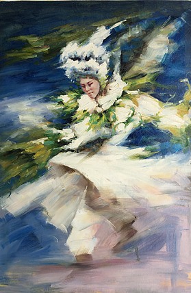 张嘉應手绘油画作品巜舞者五》