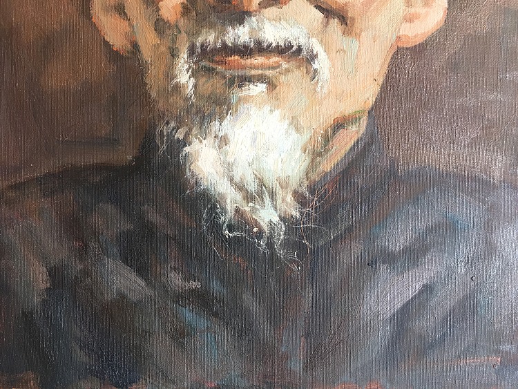 黄振能手绘油画作品巜一代宗师》