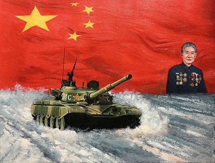 黄振能手绘油画作品巜先行者》