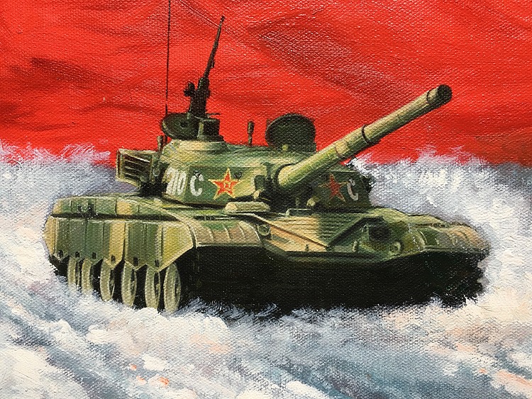 黄振能手绘油画作品巜先行者》