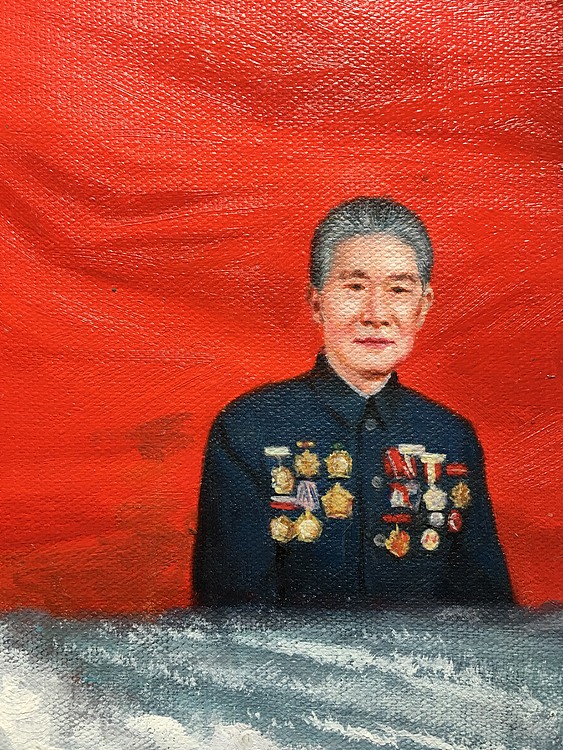 黄振能手绘油画作品巜先行者》