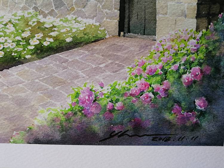 杨红威水彩版画作品      《老家楮岛》